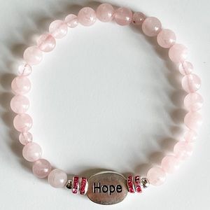 HOPE rose quartz stone bead elastic bracelet
